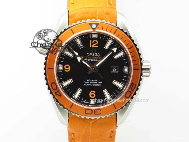 1219 Unique Planet Ocean 45mm GMT Blue DLC Black OMF Best Edition Blue Dial On Blue Gummy Strap A 8123